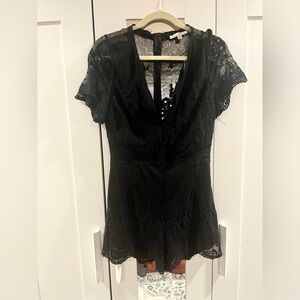 Haute Monde black lace romper